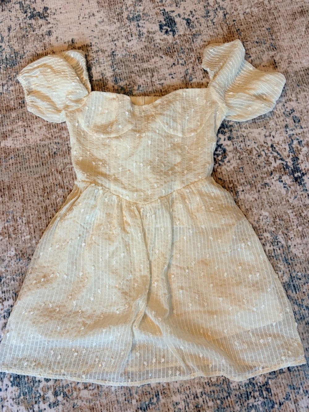 Cider Cream Mini Dress with Puff Sleeves